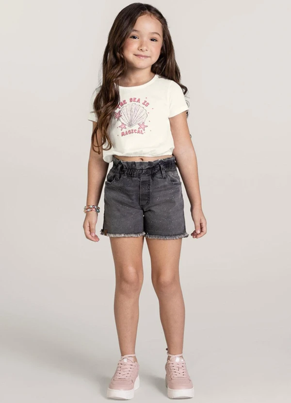 Brandili - Blusa Cropped Infantil Menina Bege 2