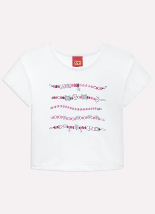 Kyly - Blusa Cropped Infantil Menina em Algodão Branco - KYLY