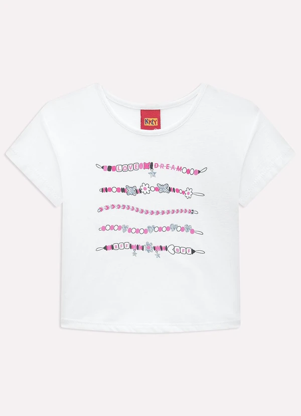 Kyly - Blusa Cropped Infantil Menina em Algodão Branco