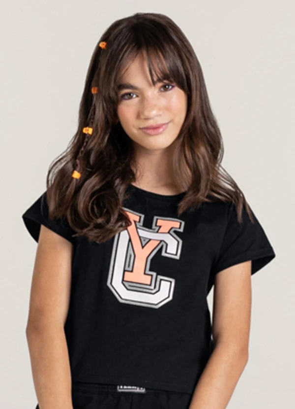Young Class - Blusa Cropped Infantil Menina Preto