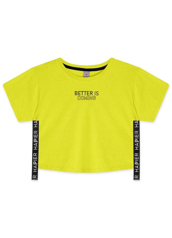 Hapier - Blusa Cropped Juvenil Feminina Amarelo