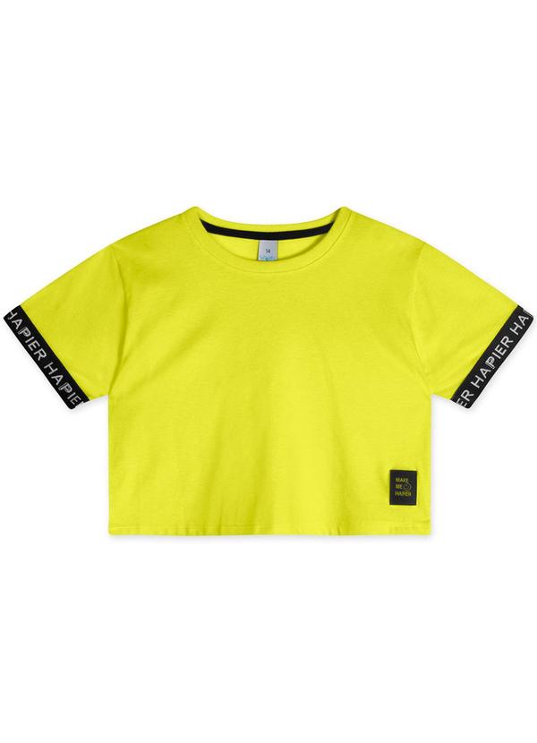 Hapier - Blusa Cropped Juvenil Feminina Amarelo