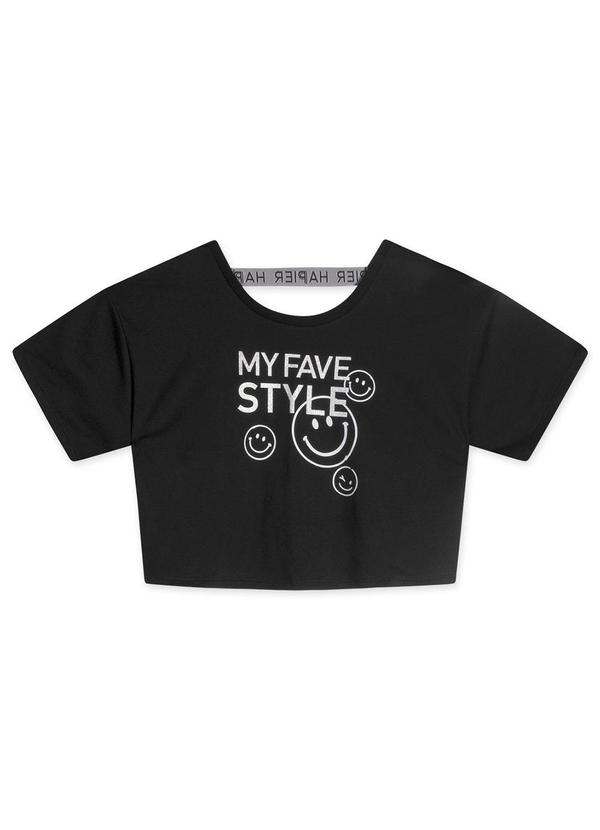 Hapier - Blusa Cropped Juvenil Feminina Preto