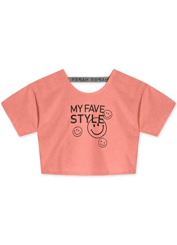 Hapier - Blusa Cropped Juvenil Feminina Rosa