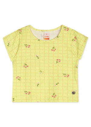 Marisol - Blusa Cropped Manga Curta Infantil Amarelo - MARISOL