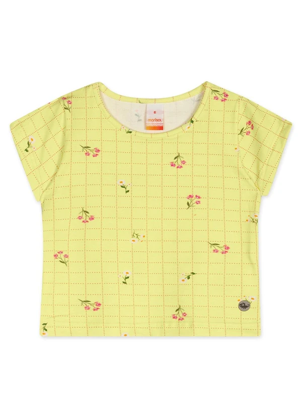 Marisol - Blusa Cropped Manga Curta Infantil Amarelo