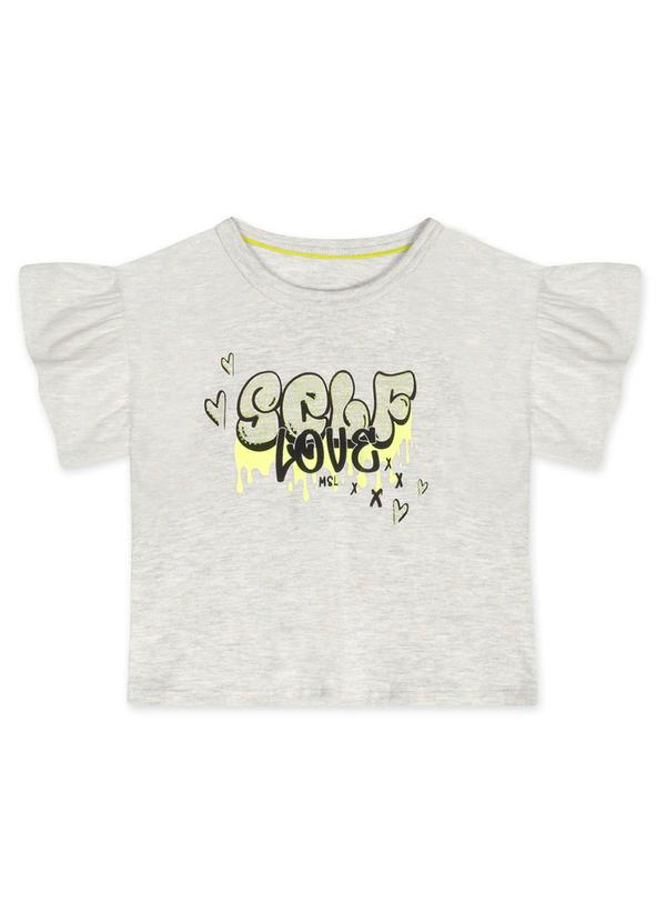 Marisol - Blusa Cropped Manga Curta Infantil Cinza