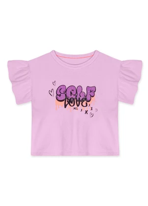 Marisol - Blusa Cropped Manga Curta Infantil Roxo - MARISOL