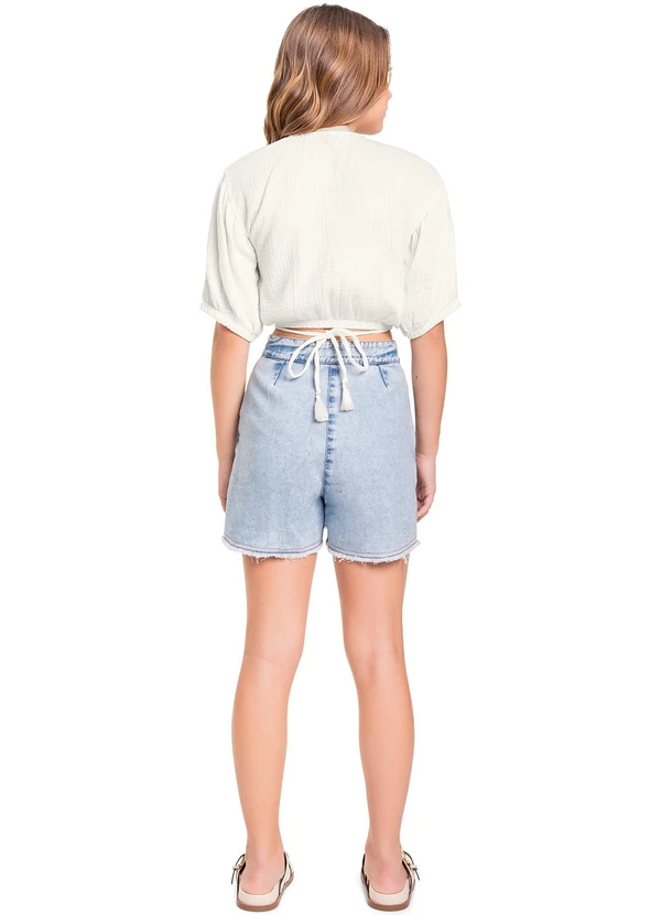 Gloss - Blusa Cropped Manga Curta Juvenil Bege 4