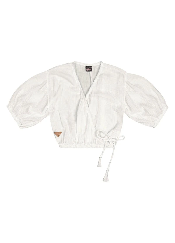 Gloss - Blusa Cropped Manga Curta Juvenil Bege 5