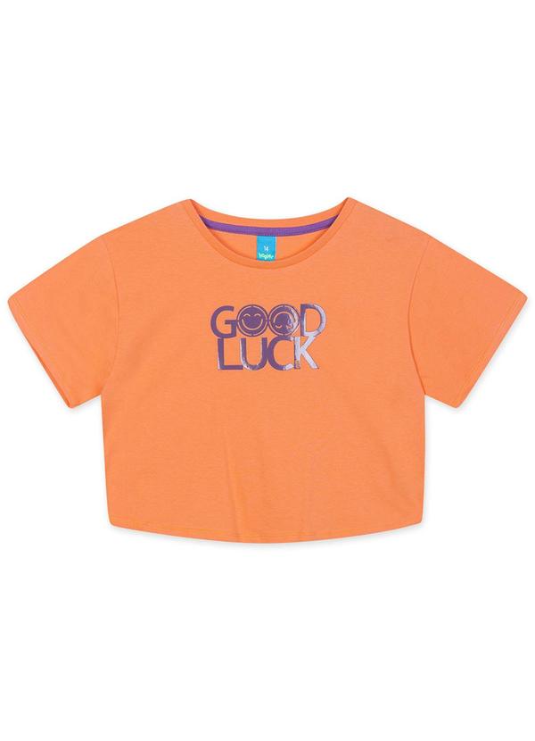Hapier - Blusa Cropped Manga Curta Juvenil Menina Laranj 2