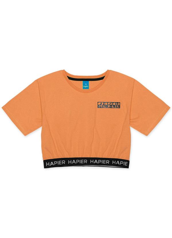 Hapier - Blusa Cropped Manga Curta Juvenil Feminina Laranj 1