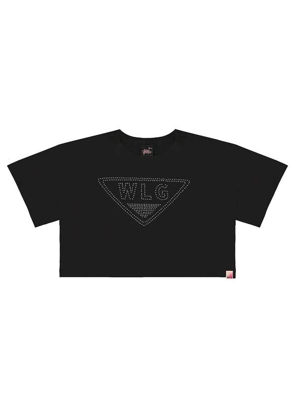 Gloss - Blusa Cropped Manga Curta Menina Preto 3