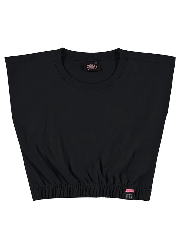 Gloss - Blusa Cropped Manga Juvenil Menina Preto 3