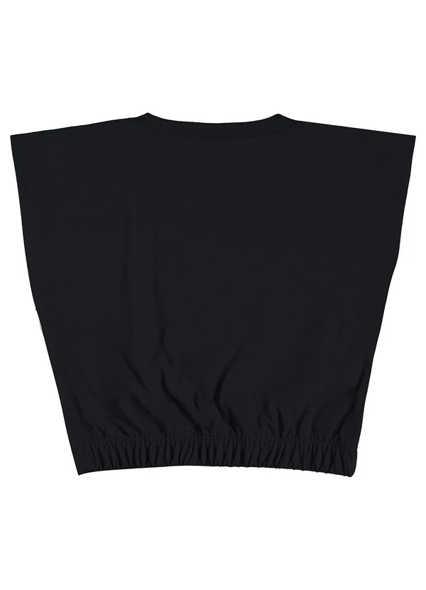 Gloss - Blusa Cropped Manga Juvenil Menina Preto 4
