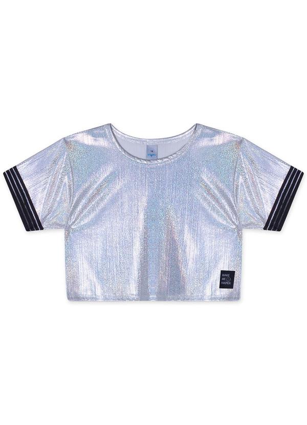 Hapier - Blusa Cropped Metalizada Juvenil Branco
