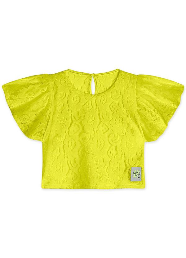 Marisol - Blusa Cropped Renda Feminino Amarelo