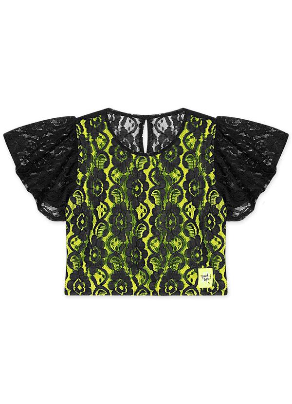 Marisol - Blusa Cropped Renda Feminino Preto
