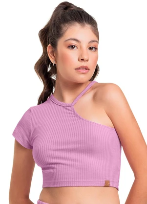 Gloss - Blusa Cropped Ribana Canelada Juvenil Rosa - GLOSS