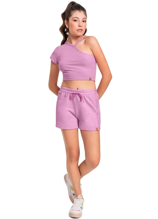 Gloss - Blusa Cropped Ribana Canelada Juvenil Rosa 2