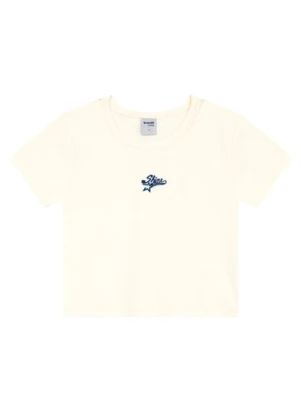 Brandili - Blusa Cropped Teen Menina em Ribana Bege - BRANDILI