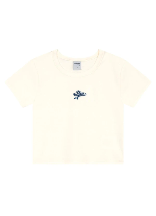Brandili - Blusa Cropped Teen Menina em Ribana Bege