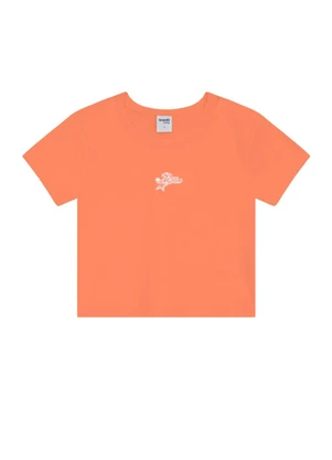 Brandili - Blusa Cropped Teen Menina em Ribana Laranja - BRANDILI