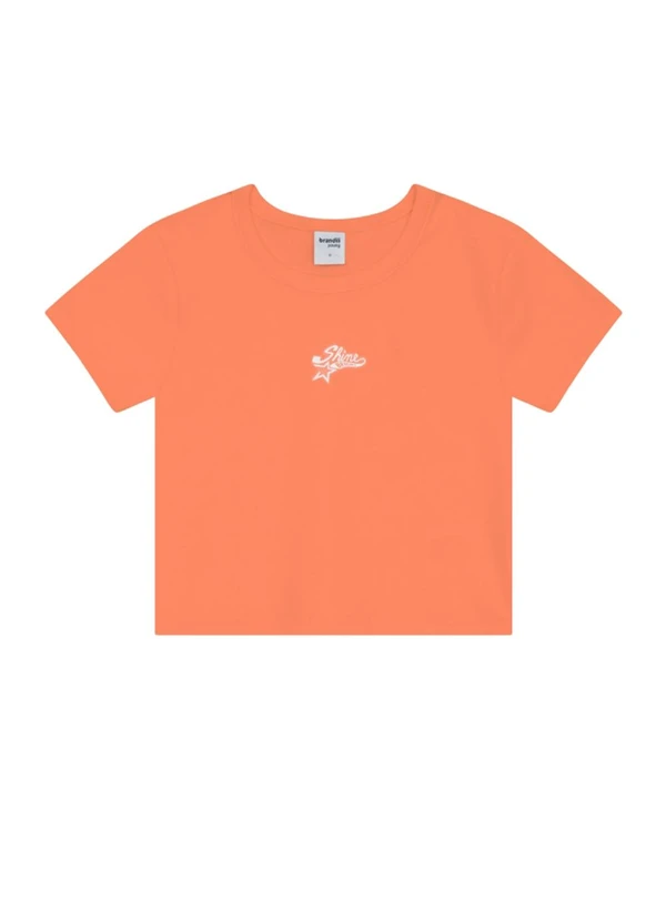 Brandili - Blusa Cropped Teen Menina em Ribana Laranja