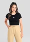 Brandili - Blusa Cropped Teen Menina em Ribana Preto - variação: Preto