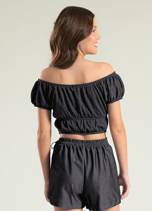 Cativa Teen - Blusa Cropped Tomara que Caia Preto 2