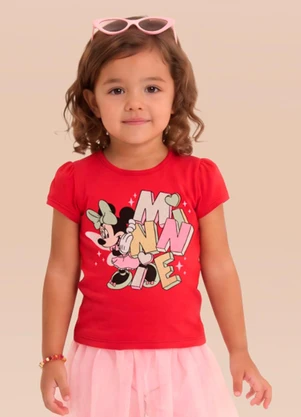 Brandili - Blusa da Minnie com Glitter Vermelho - BRANDILI