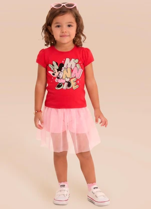 Brandili - Blusa da Minnie com Glitter Vermelho - BRANDILI