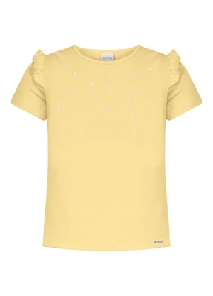 Alakazoo - Blusa de Mangas Curtas com Pérolas Amarelo - ALAKAZOO