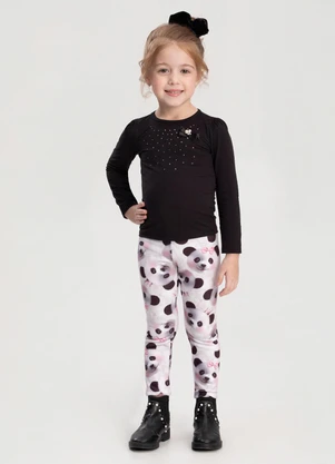 Alakazoo - Blusa de Mangas Longas Infantil com Strass Preto - ALAKAZOO