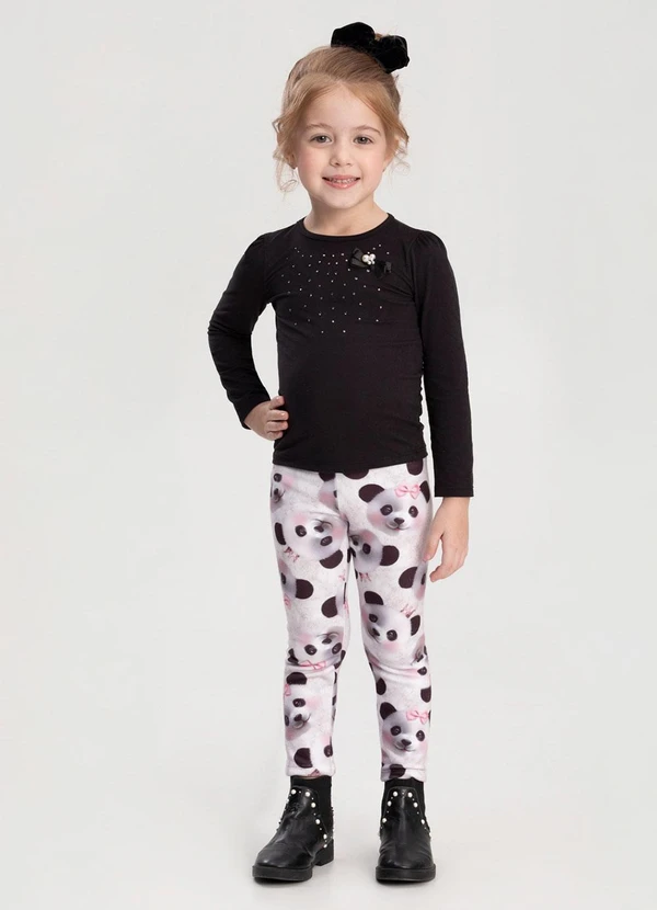 Alakazoo - Blusa de Mangas Longas Infantil com Strass Preto 2