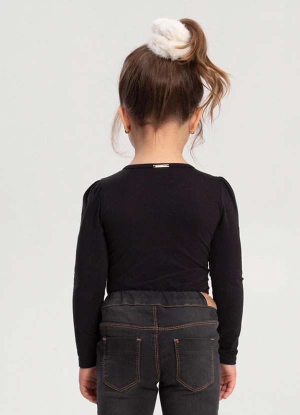 Alakazoo - Blusa de Mangas Longas Infantil com Strass Preto 3