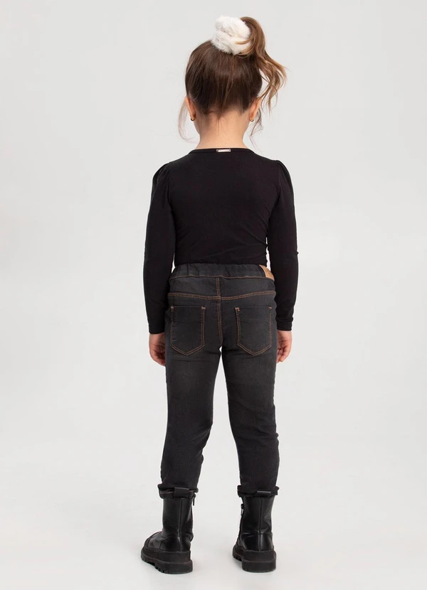 Alakazoo - Blusa de Mangas Longas Infantil com Strass Preto 4