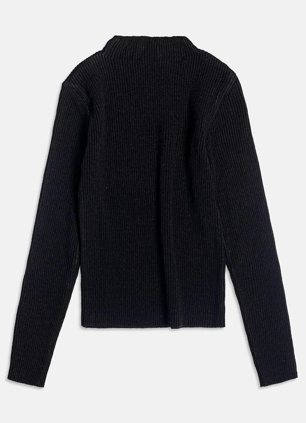 I Am - Blusa de Tricot Canelado Preto 2