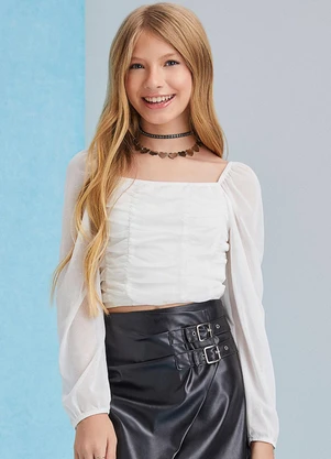 I Am - Blusa de Tule com Franzidos Off White - I AM