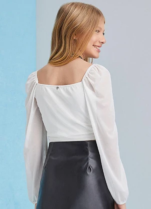 I Am - Blusa de Tule com Franzidos Off White - I AM
