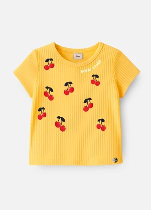 Bimbi - Blusa de Turim Amarela com Cerejas Amarelo - BIMBI