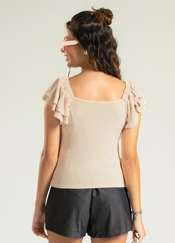 Cativa Teen - Blusa Decote Quadrado em Viscose Bege 1