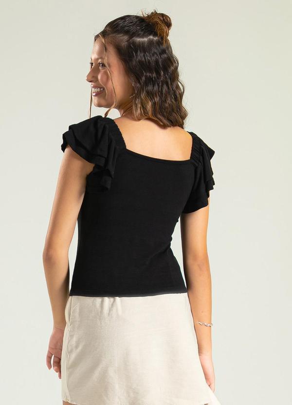 Cativa Teen - Blusa Decote Quadrado em Viscose Preto 2