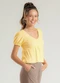 Cativa Teen - Blusa Decote V Canelada Amarelo Claro - variação: Amarelo Claro