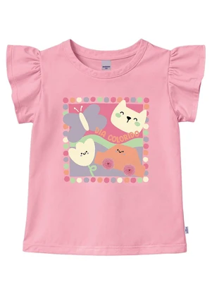 Malwee Kids - Blusa Dia Colorido em Malha Rosa Claro - MALWEE KIDS