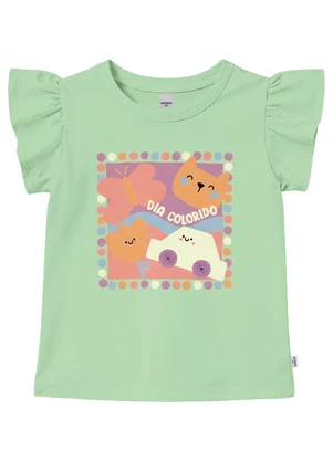Malwee Kids - Blusa Dia Colorido em Malha Verde Pastel - MALWEE KIDS