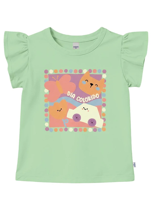 Malwee Kids - Blusa Dia Colorido em Malha Verde Pastel 1