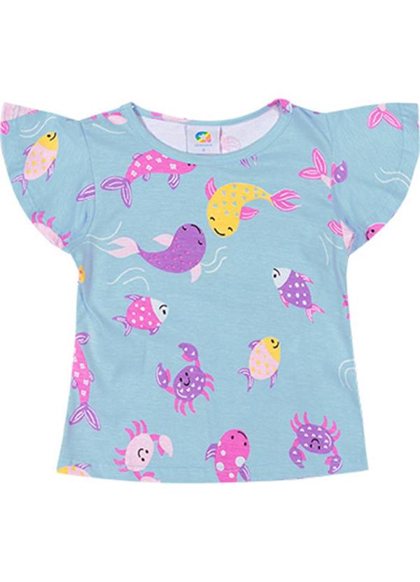 Alenice - Blusa Diversão de Verão Menina Azul