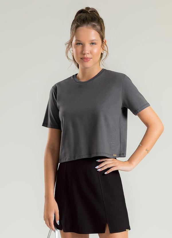 Cativa Teen - Blusa em Algodão Cinza Escuro