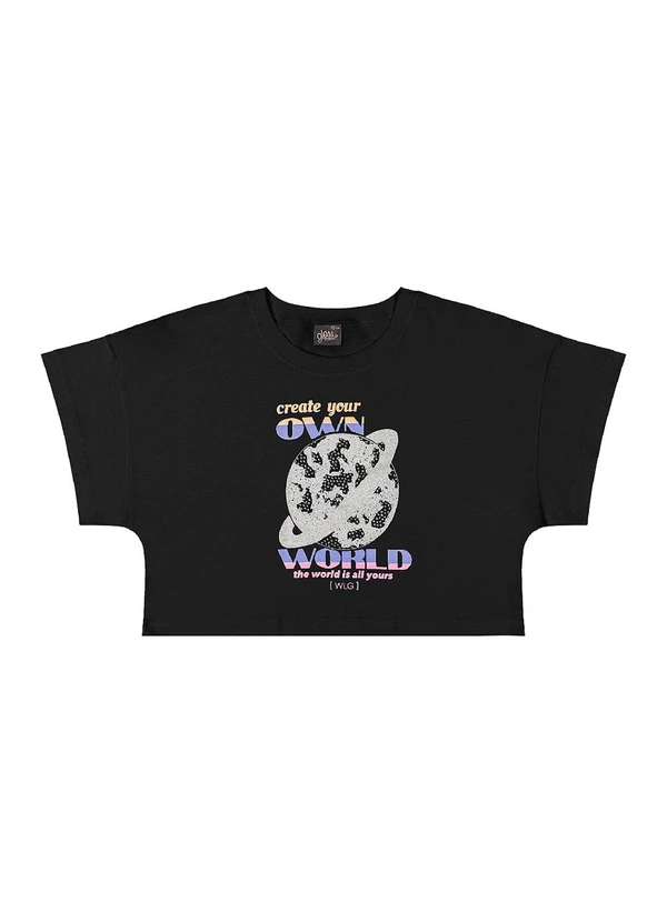 Gloss - Blusa em Algodão Juvenil Manga Curta Gloss Preto 3